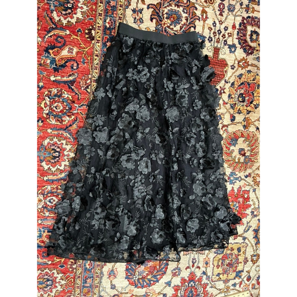 New with Tag By Anthropologie Floral Black Appliqué Maxi...